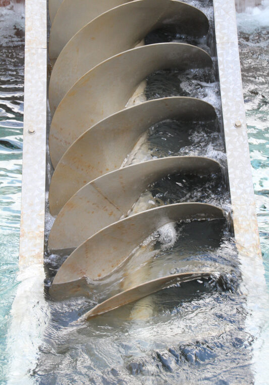Archimedes Screw used for raising water from one level to another (higher) level. This principle dates back to the time of ancient Greece.